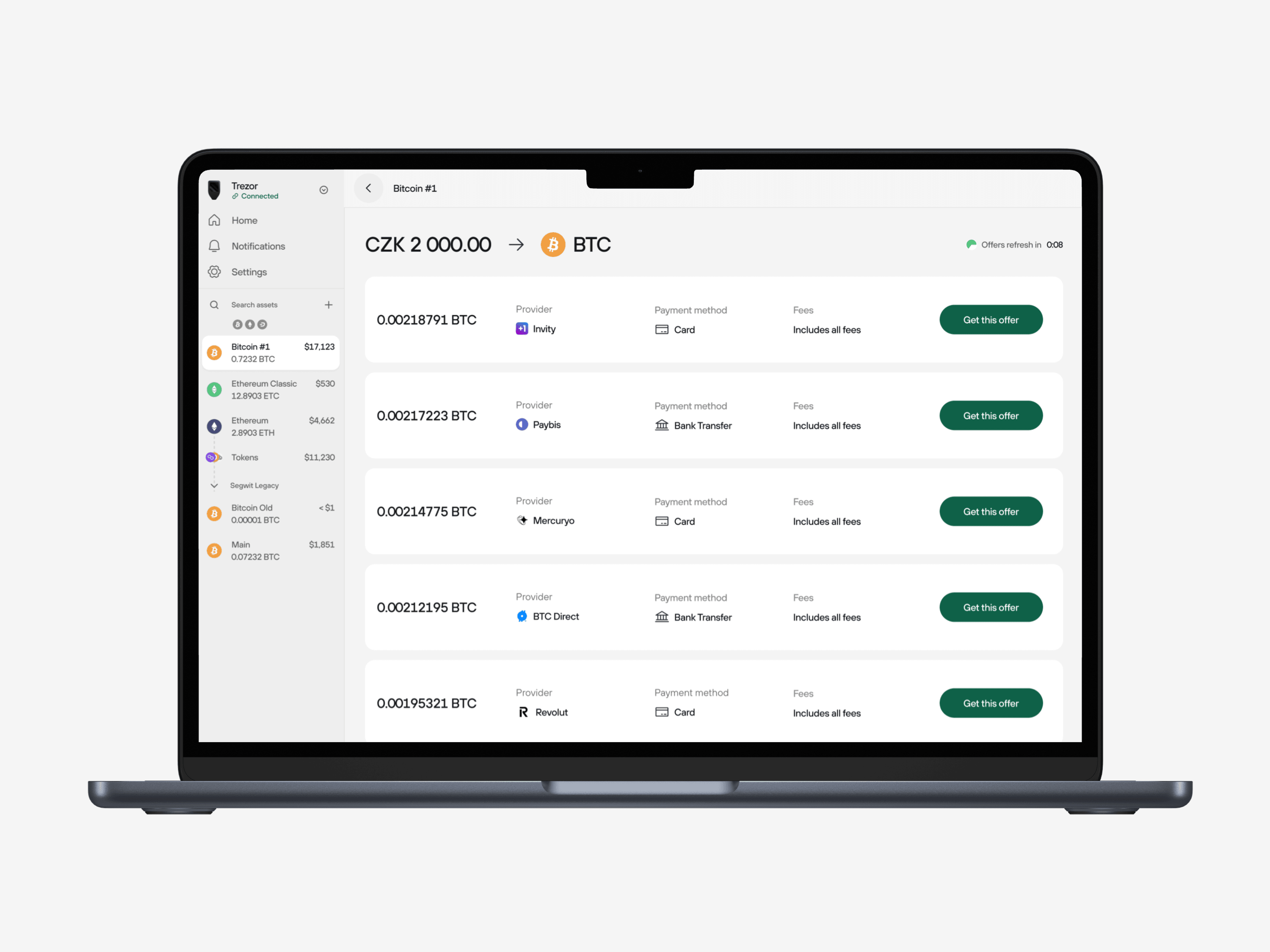 Earlier design — users manually compared providers on price, special offer, rating, and more