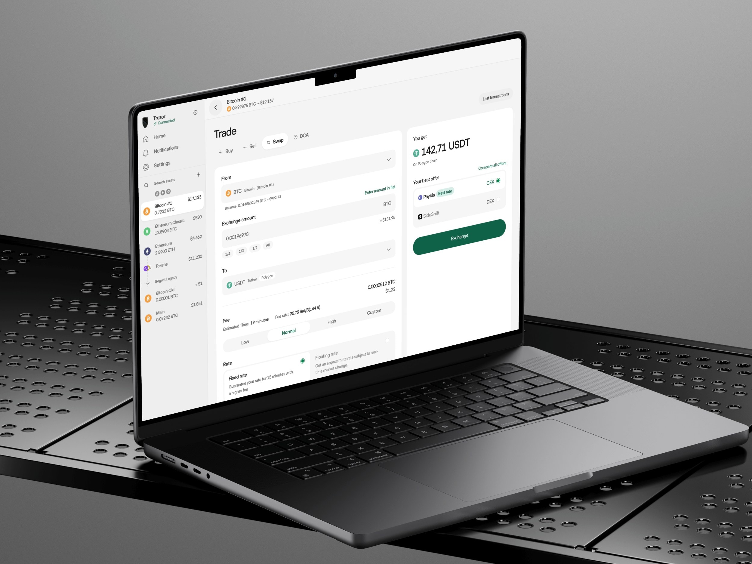 Cover — Trezor Suite Trading section (desktop)