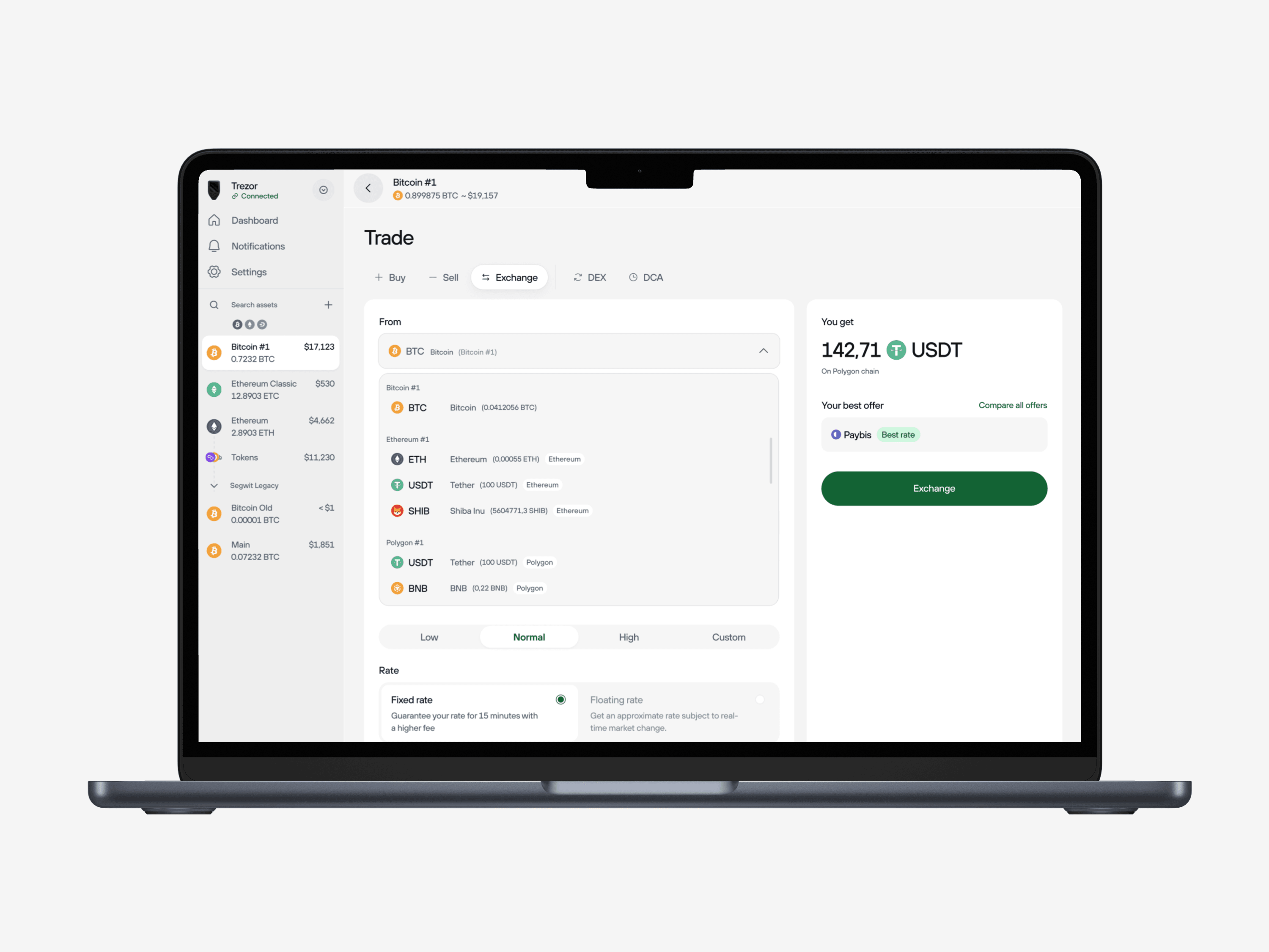 The token picker before the redesign