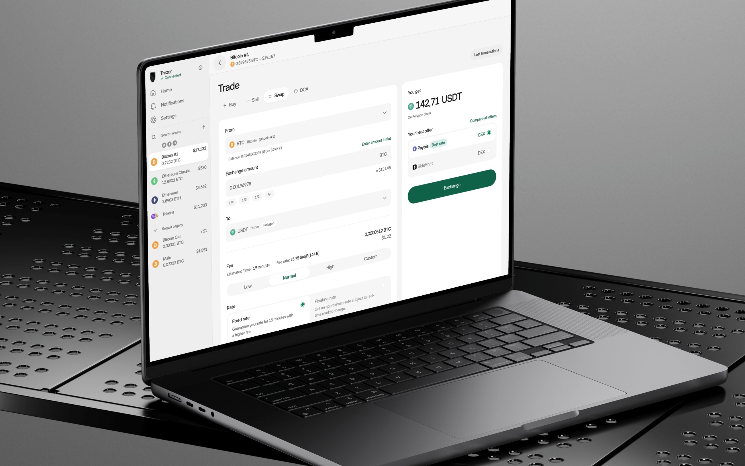 Hero — Trezor Suite Trading section (desktop)